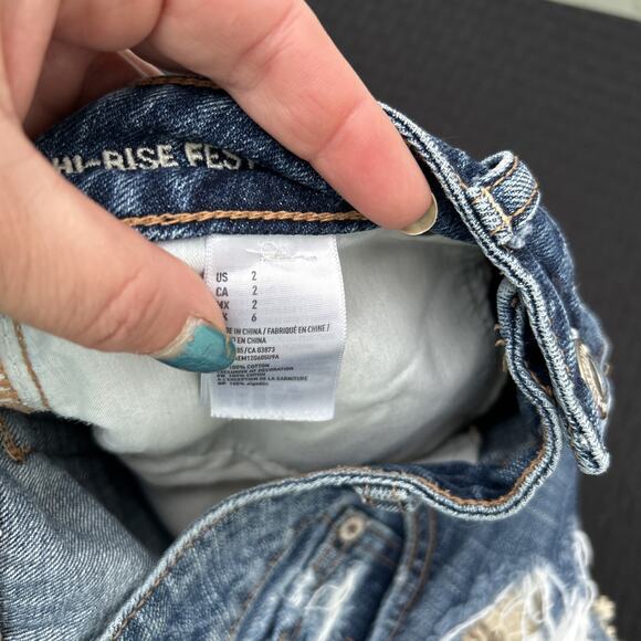 Women's American Eagle Outfitters Hi-Rise Festival Shorts Size 2 Lace Ripped - Picture 4 of 5